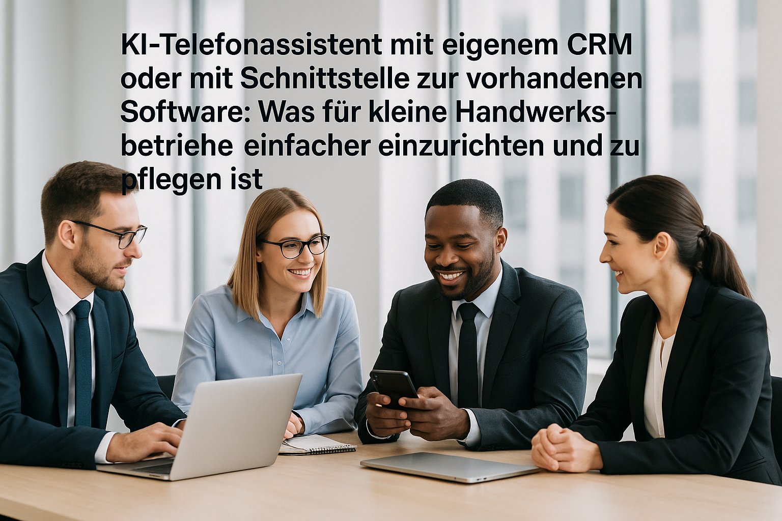 Symbolbild zum Beitrag „5 Gründe für KI-Telefonassistent mit eigenem CRM oder mit Schnittstelle zur vorhandenen …“